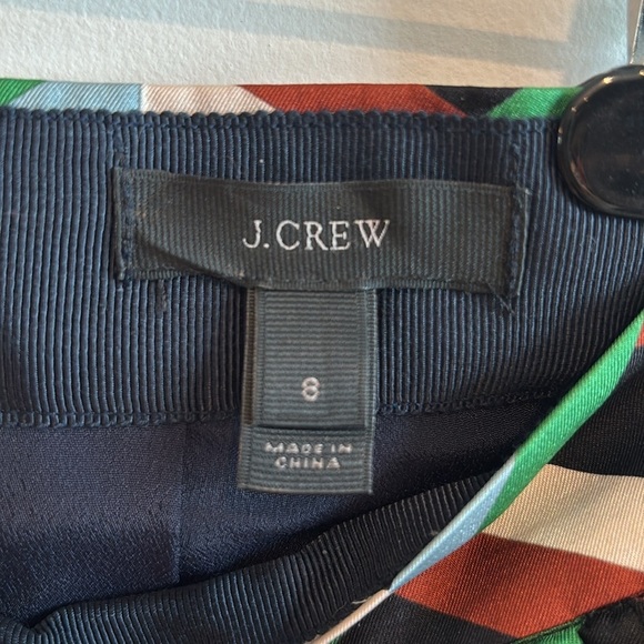 J. Crew 100% Silk Geometric Skirt 8 Lined Pockets Office Careerwear Business - Picture 5 of 6